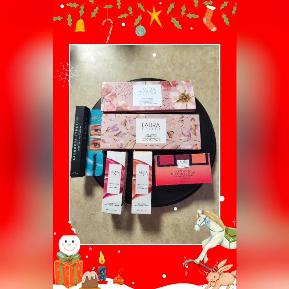 Makeup Lot Laura Geller Pallettes, Lip Oil, and Mascara